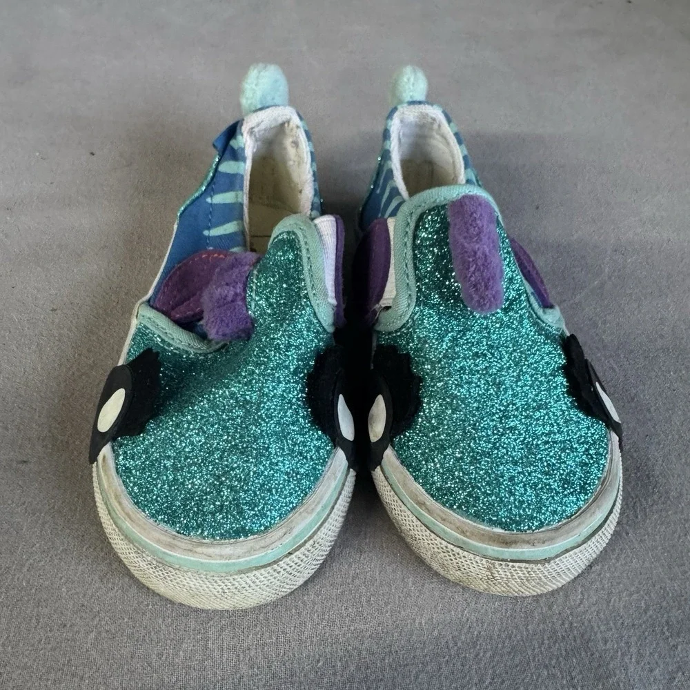 Size 6c - Vans Toddler Slip On V Shoe Sea Horse Aqua Sky